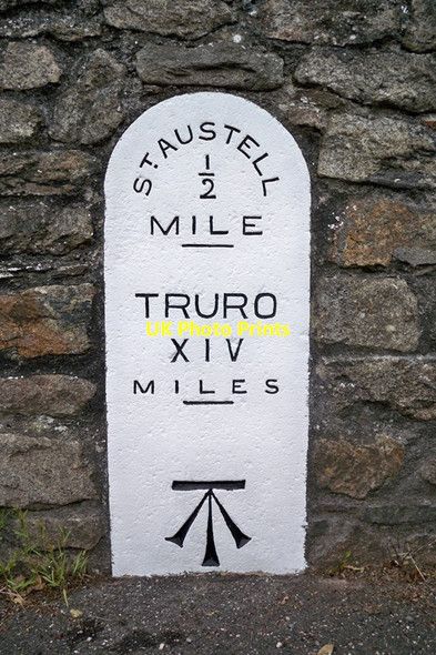 Photo 6"x4" Old Milestone in Alexandra Road, St Austell St Austell c2009