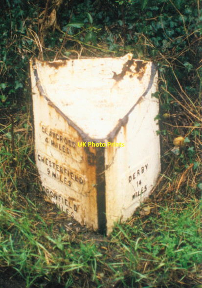 Photo 6"x4" Old Milepost by the B6013, south of Toadhole Furnace South Wingfield c2002