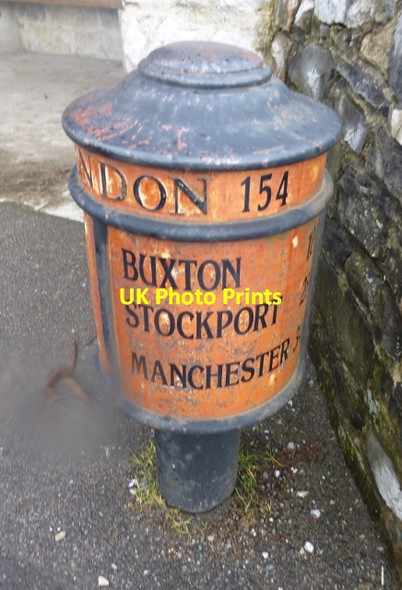 Photo 6"x4" Old Milepost by the former A6, Ashford in the Water Bakewell c2002