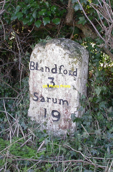 Photo 6"x4" Old Milestone, A354, Salisbury Road, North East of Pimperne Pimperne\/ST9009 c2007