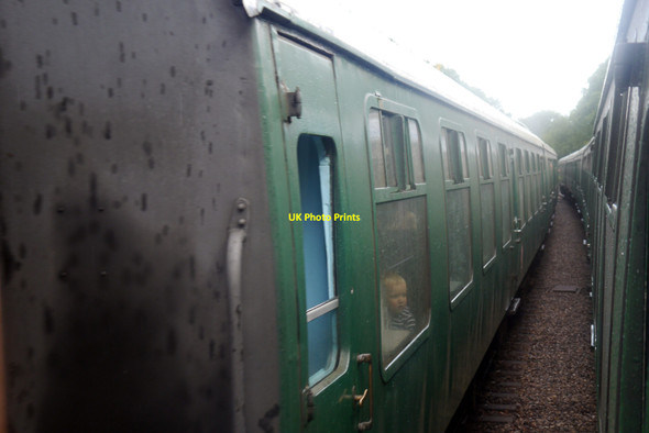 Photo 6"x4" Trains passing at Harman's Cross, Swanage Railway, Isle of Purbeck Harman's Cross c2017