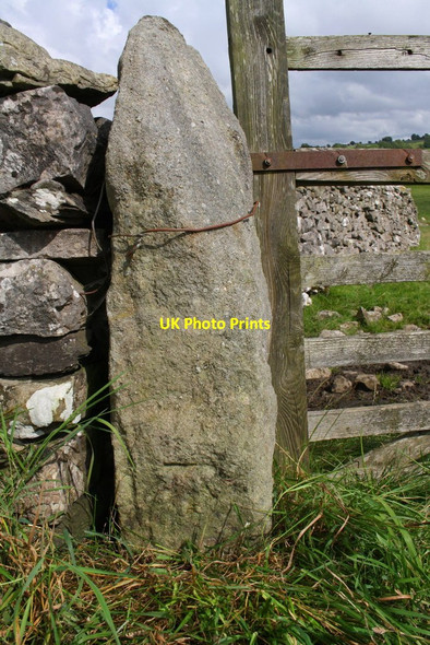 Photo 6"x4" Benchmark on gatepost at field entrance Lawkland c2017