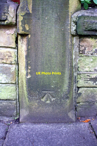Photo 6"x4" Benchmark on stone post in wall outside #1 Ashburnham Grove Shipley\/SE1437 c2017
