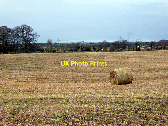Photo 6"x4" Bale in a harvested field Forres c2018