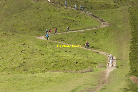 Photo 6"x4" walkers ascending Millennium Hill Little Malvern c2018