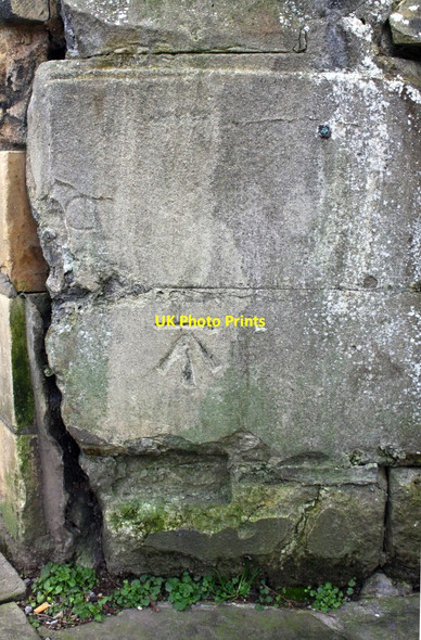 Photo 6"x4" Benchmark on St Peter's Church Bristol c2018