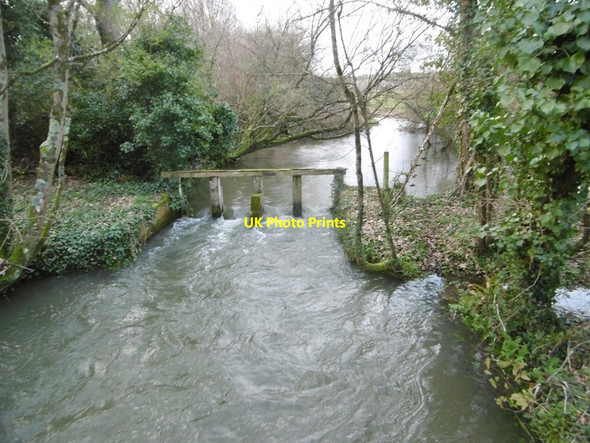 Photo 6"x4" Affpuddle, river & weir Affpuddle c2018
