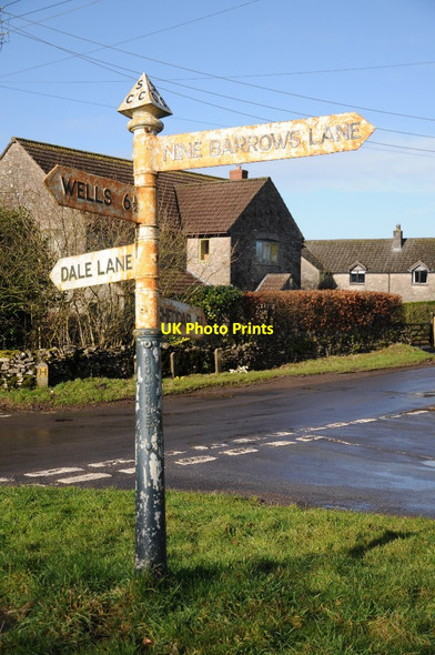 Photo 6"x4" Signpost in Priddy Priddy c2018