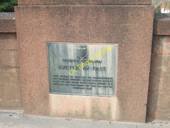 Photo 6"x4" Plaque marking the opening of Exeter By-Pass Heavitree c2009