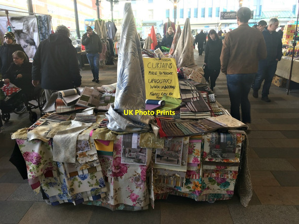 Photo 6"x4" Curtain stall on Preston market Preston\/SD5329 c2018