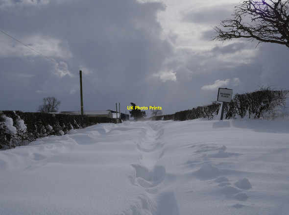 Photo 6"x4" Snow-blocked road in The Merse Hilton\/NT8850 c2018