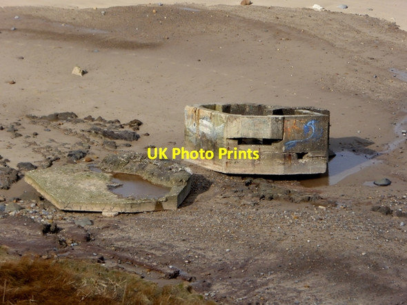 Photo 6"x4" Pillbox on the beach at Cayton Bay Lebberston c2018