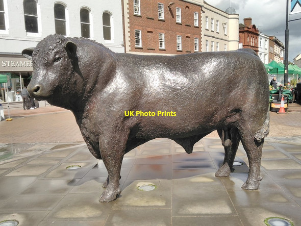 Photo 6"x4" Sculpture of a Hereford Bull Hereford c2018