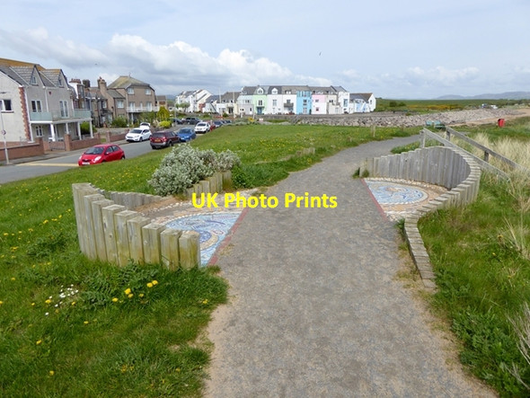 Photo 6"x4" Mosaics on the sea wall path at Haverigg Millom c2018