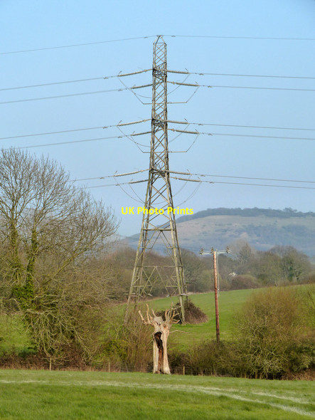 Photo 6"x4" Pylon near Perching Sands Farm Fulking c2011