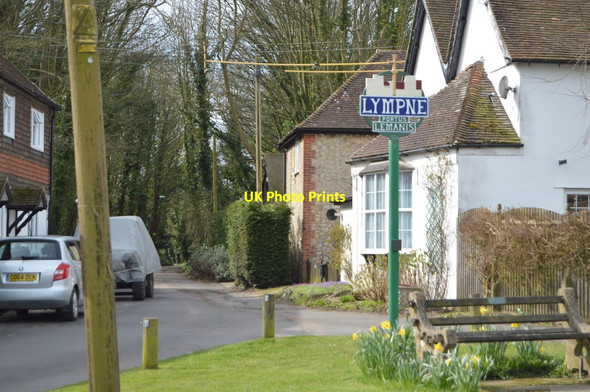 Photo 6"x4" Lympne Village Sign West Hythe c2018