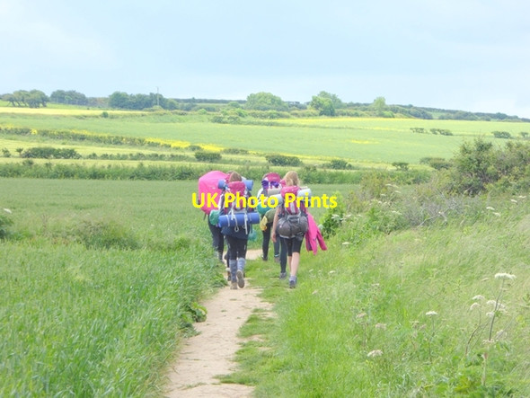 Photo 6"x4" Walkers on the Cleveland Way at Ovalgate Cliff Goldsborough\/NZ8314 c2018 P1