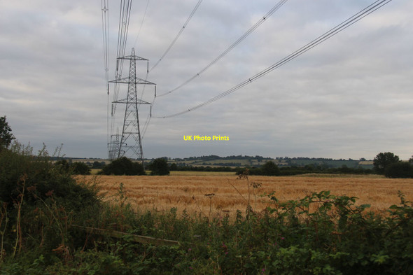 Photo 6"x4" Pylon line across the flat lands Sedgebrook c2018