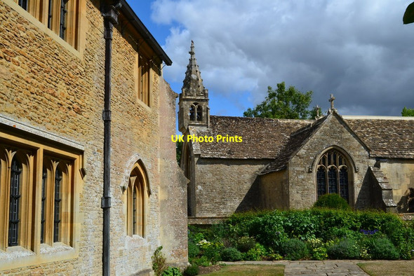 Photo 6"x4" Great Chalfield: parish church and end wall of the manor house Great Chalfield c2018