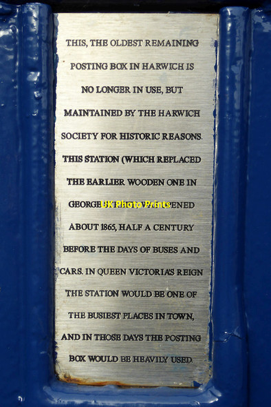 Photo 6"x4" Explanatory plate on old postbox Harwich c2018