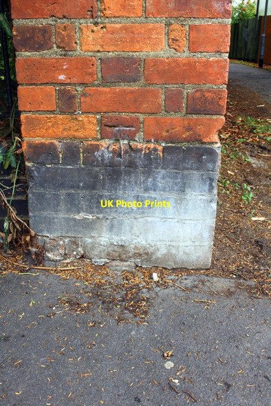 Photo 6"x4" Benchmark on pier of wall bounding New Road cemetery Peterborough c2018