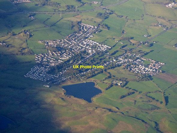 Photo 6"x4" Picketlaw reservoir and Eaglesham from the air Eaglesham c2018
