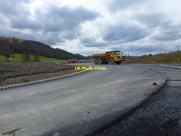 Photo 6"x4" Roundabout construction at the Kerry Road junction Newtown\/Y Drenewydd c2018