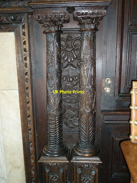Photo 6"x4" Carved panels in the Blayney room at Gregynog Gregynog c2017