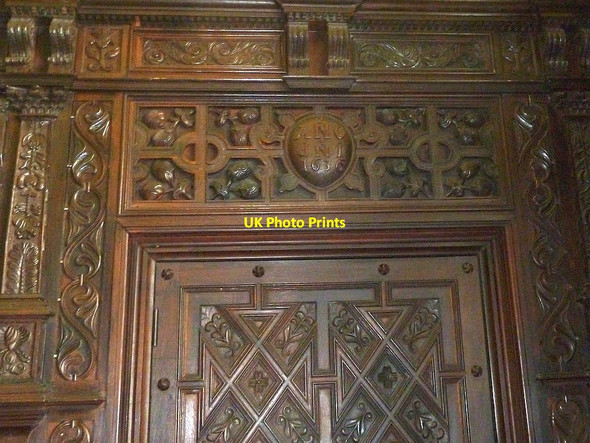 Photo 6"x4" Carved panels in the Blayney room at Gregynog Gregynog c2017