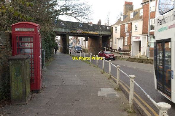 Photo 6"x4" Telephone box and railway bridge, Wincheap Canterbury\/TR1457 c2019