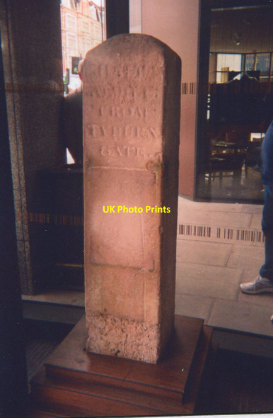 Photo 6"x4" Old Milestone in the foyer of London Hilton Hotel, 22 Park Lane Westminster c2016