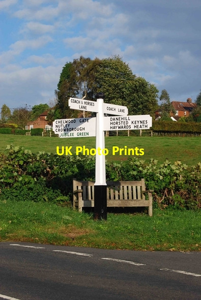 Photo 6"x4" Old Direction Sign - Signpost by Stone Quarry Road, Danehill Parish Chelwood Common c2014
