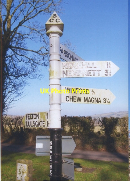 Photo 6"x4" Direction Sign - Signpost at Winford Manor. Winford parish Kingdown c2015