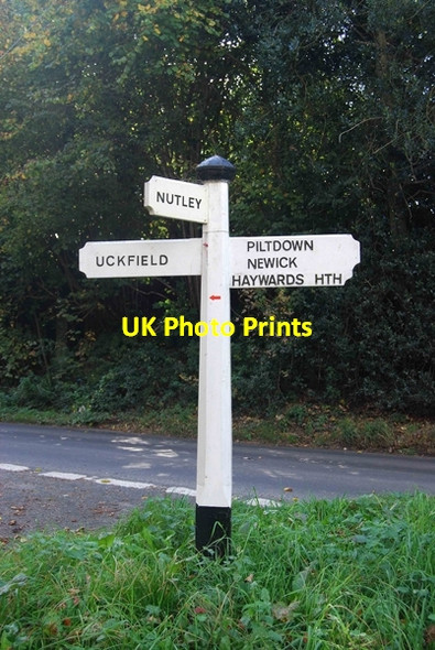 Photo 6"x4" Old Direction Sign - Signpost by Golf Club Lane, Fletching parish Uckfield c2014