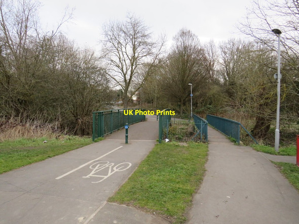 Photo 6"x4" Footbridge and cycle bridge over the Hogsmill River, Old Malden New Malden c2019