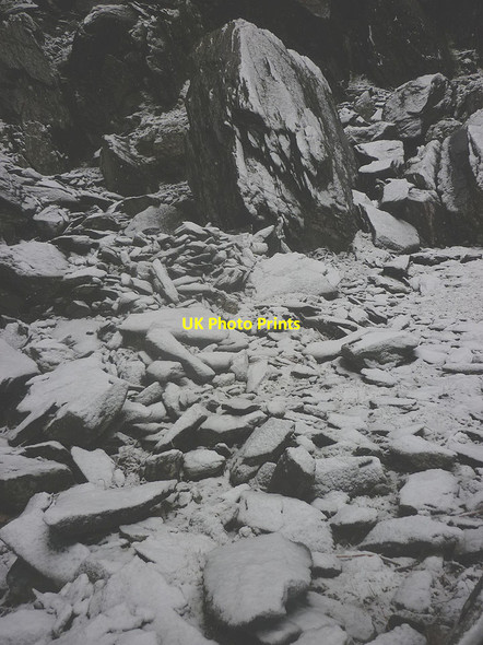 Photo 6"x4" Snowy spoil, Steel Rigg slate quarry Kentmere c2019