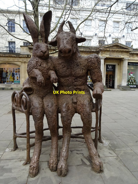 Photo 6"x4" The Hare and the Minotaur Statue Cheltenham c2019