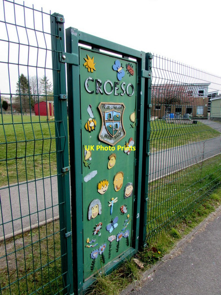 Photo 6"x4" Croeso artwork facing Merthyr Road, Nantybwch, Tredegar Tredegar c2019