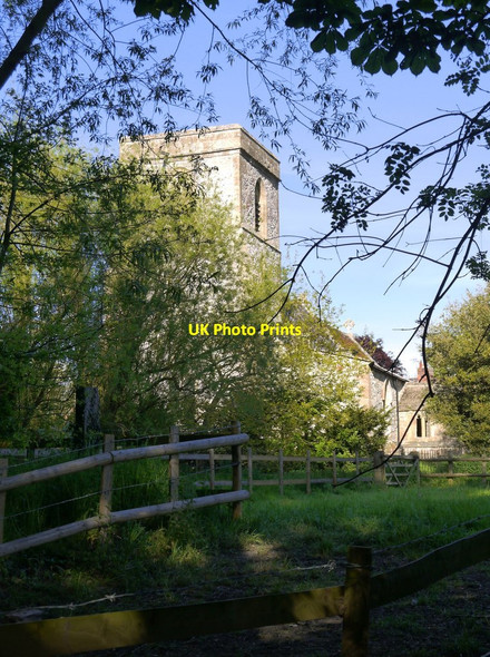 Photo 6"x4" West Hendred: the church seen from Ginge Brook West Hendred c2019
