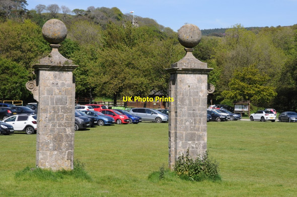 Photo 6"x4" Gate piers at Margam Country Park Brombil c2019