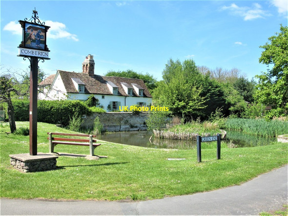 Photo 6"x4" Village Sign and Pond, Comberton Comberton\/TL3856 c2019