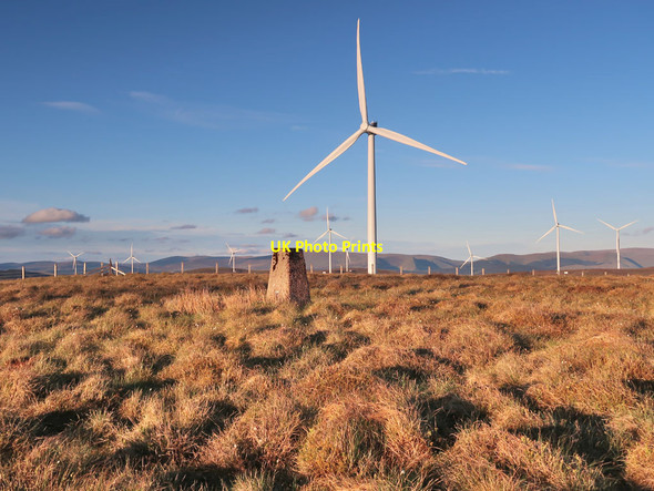 Photo 6"x4" Yearngill Head trig point and wind turbines Yearngill Head c2019