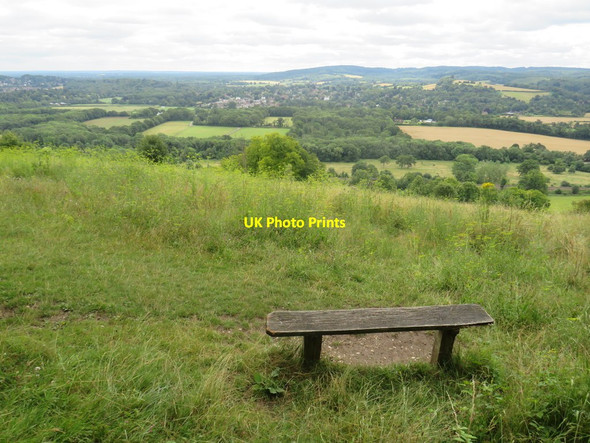 Photo 6"x4" Seat with a view, near Dorking Ranmore Common\/TQ1450 c2019