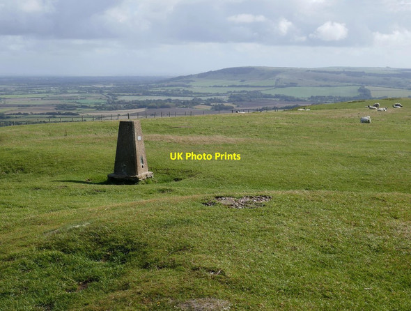 Photo 6"x4" Firle Beacon: trig point at the summit Alciston c2019