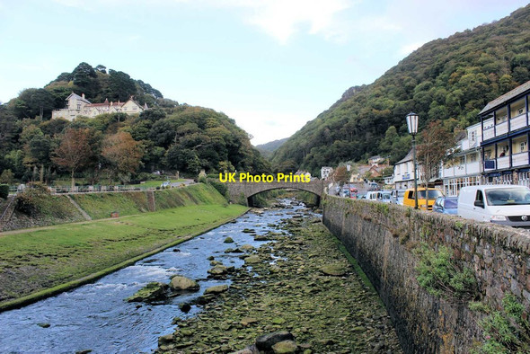 Photo 6"x4" Lynmouth: the East Lyn River from the footbridge Lynton c2017