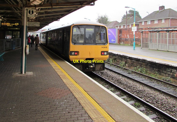 Photo 6"x4" Class 143 Penarth train in Caerphilly station Caerphilly\/Caerffil c2019