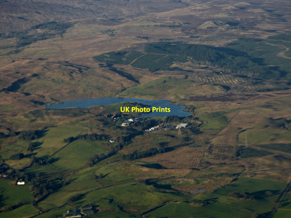 Photo 6"x4" Kaim Hill and Kaim Dam from the air Lochwinnoch c2019