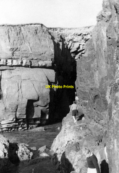 Photo 6"x4" Exploring cliffs and caves, St Bride's Haven, 1954 St Brides\/SM7910 c1954