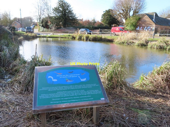 Photo 6"x4" Information board at the pond Childrey c2019