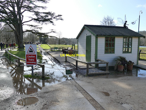 Photo 6"x4" Trentham Gardens: flooded railway tracks Knowl Wall c2020